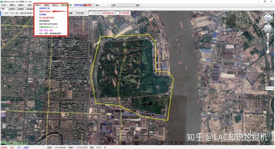 选择高级-等高线绘制:创建等高线step 3这时会弹出一个新的工具,从中