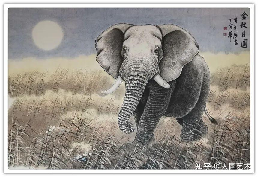 所创作的工笔大象作品在当今中国画坛独树一帜,风格独特,得到了社会