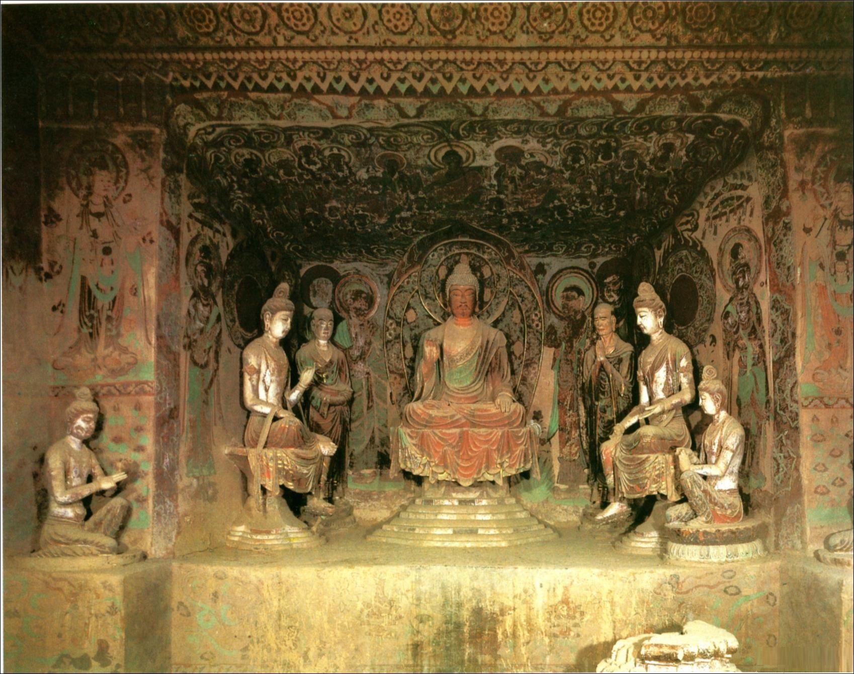 【神游千年,大美敦煌】初唐或盛唐-328窟-西龛彩塑鲜活,绘塑结合