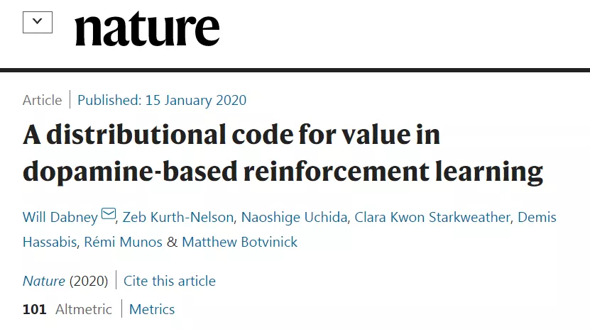 大脑也在用分布式强化学习?DeepMind新研究登上《Nature》 大脑也在用分布式强化学习?DeepMind新研究登上《Nature》