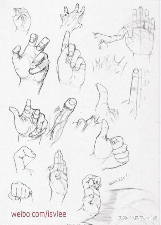速写手部素材各种不同的手的姿势