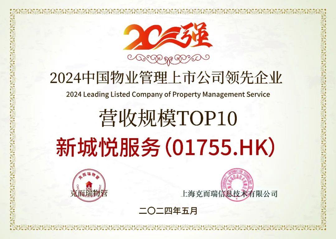 新城集团悦服务荣获“2024中国物业管理上市公司20强”等奖项 - 知乎
