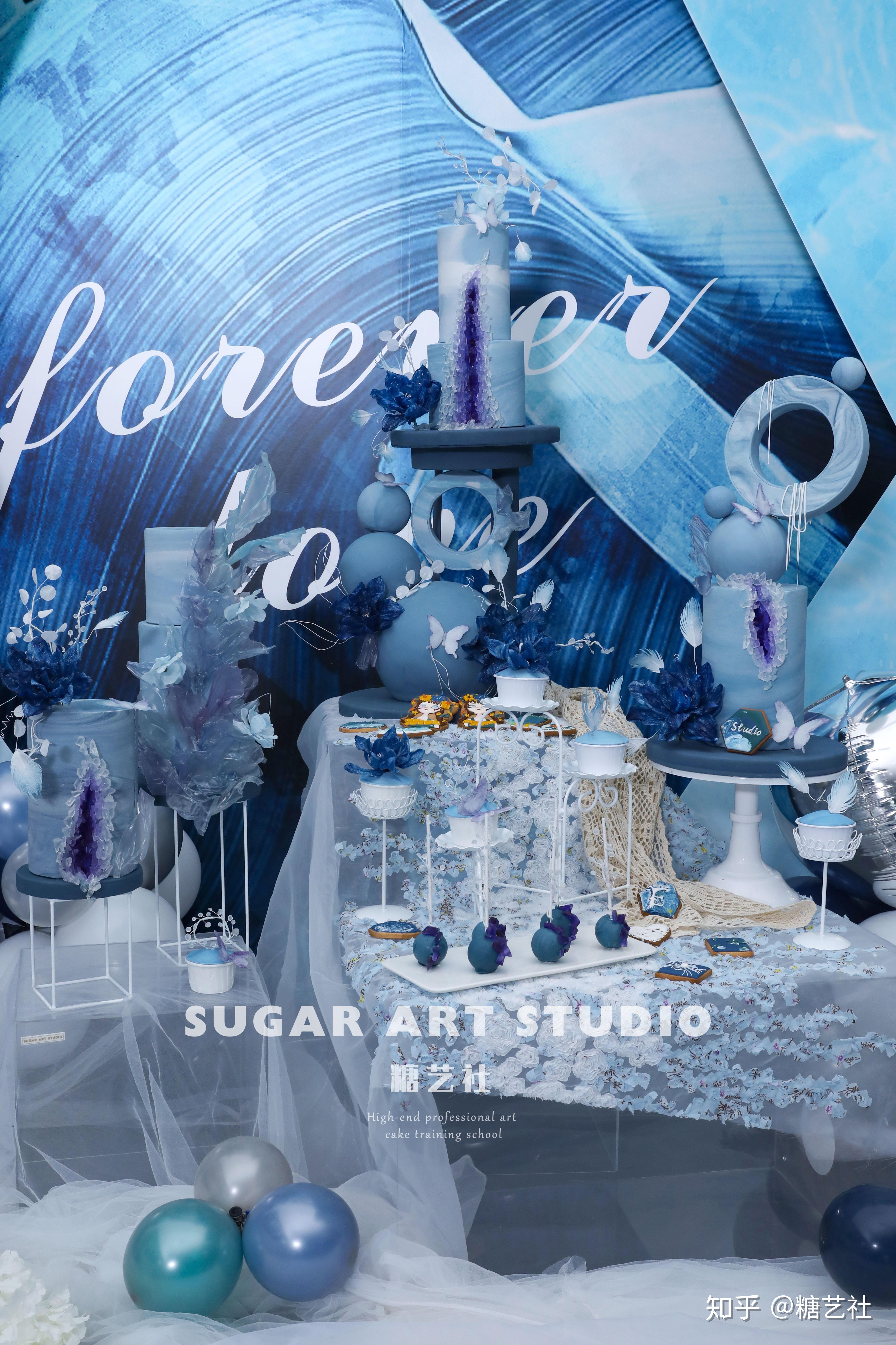 糖艺社婚礼甜品台作品分享蓝色婚礼