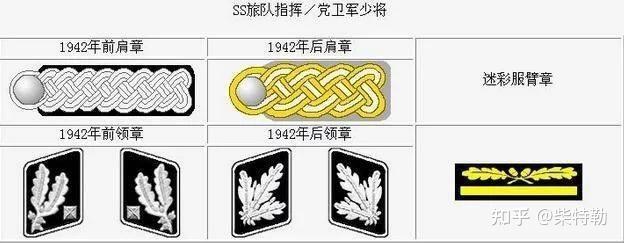 ③:纳粹党卫队级衔图案与肩章样式