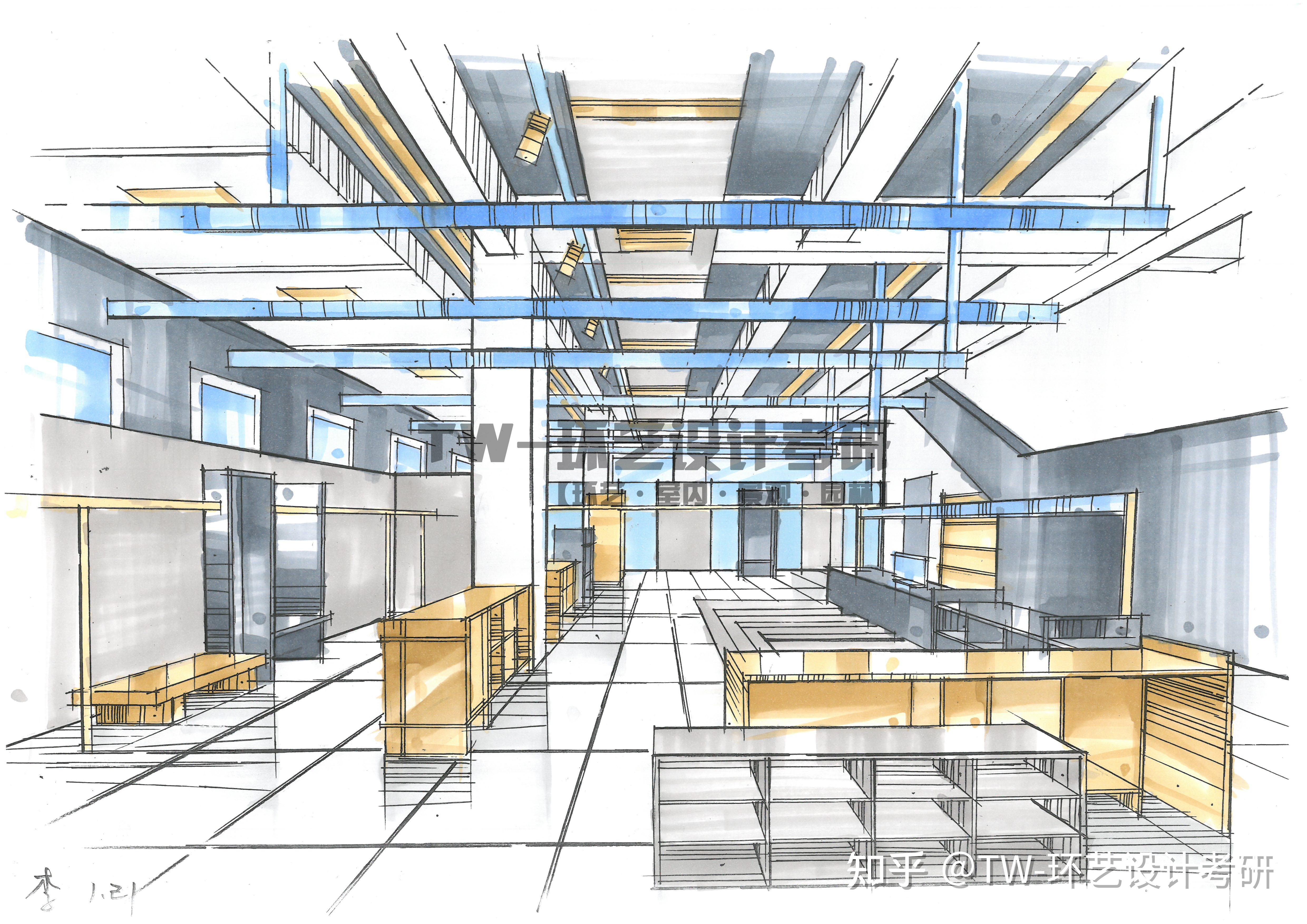 展示空间手绘线稿图片