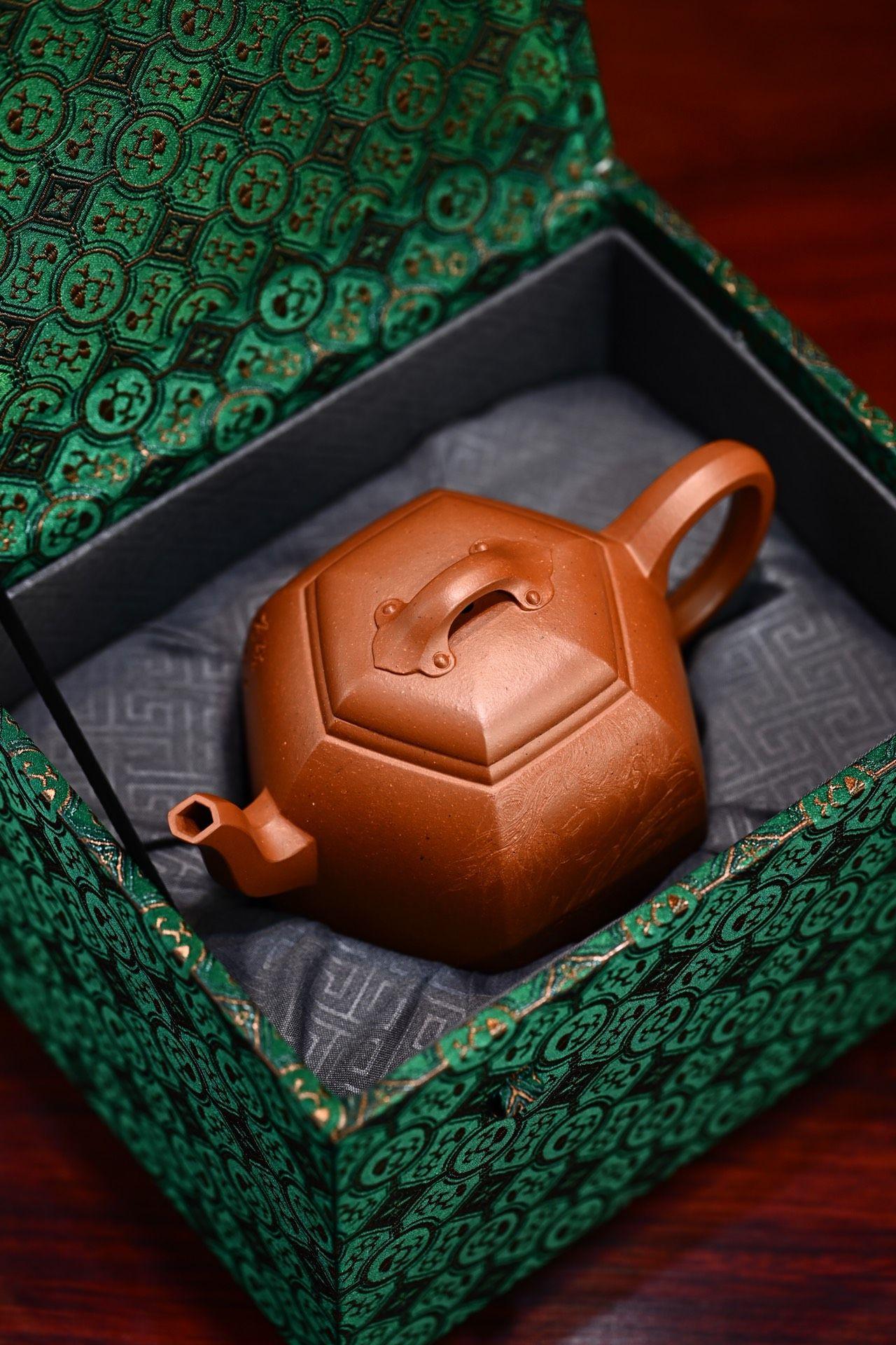 容量360cc/一厂红清水/一壶两杯六方秦权套组·全手工    大拍陶手