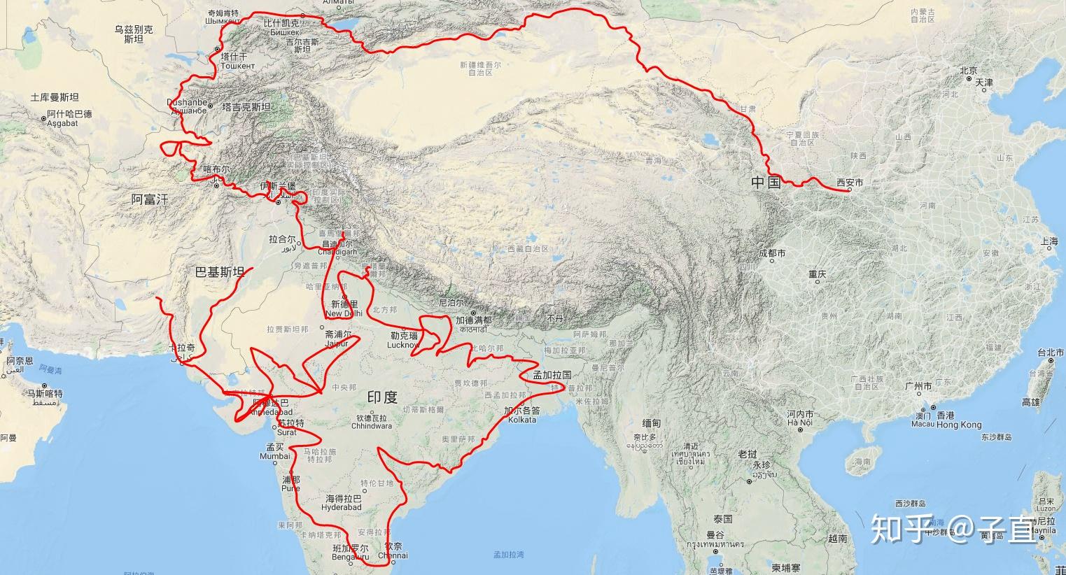 地图看玄奘西行路线一长安至高昌