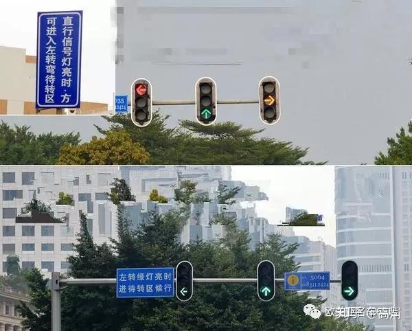 情况一(能进):直行是绿灯,左转是红灯,这时左转车道的车辆可以进入左