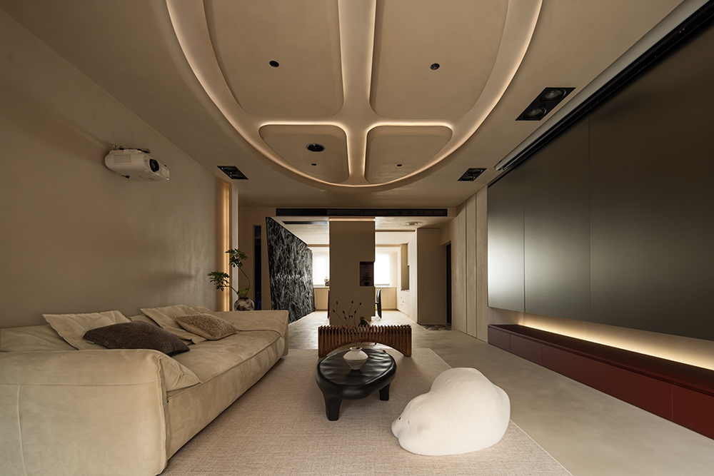 风格: 侘寂风 面积:170㎡ 『设计亮点』☟☟☟ 客厅:异形的吊顶