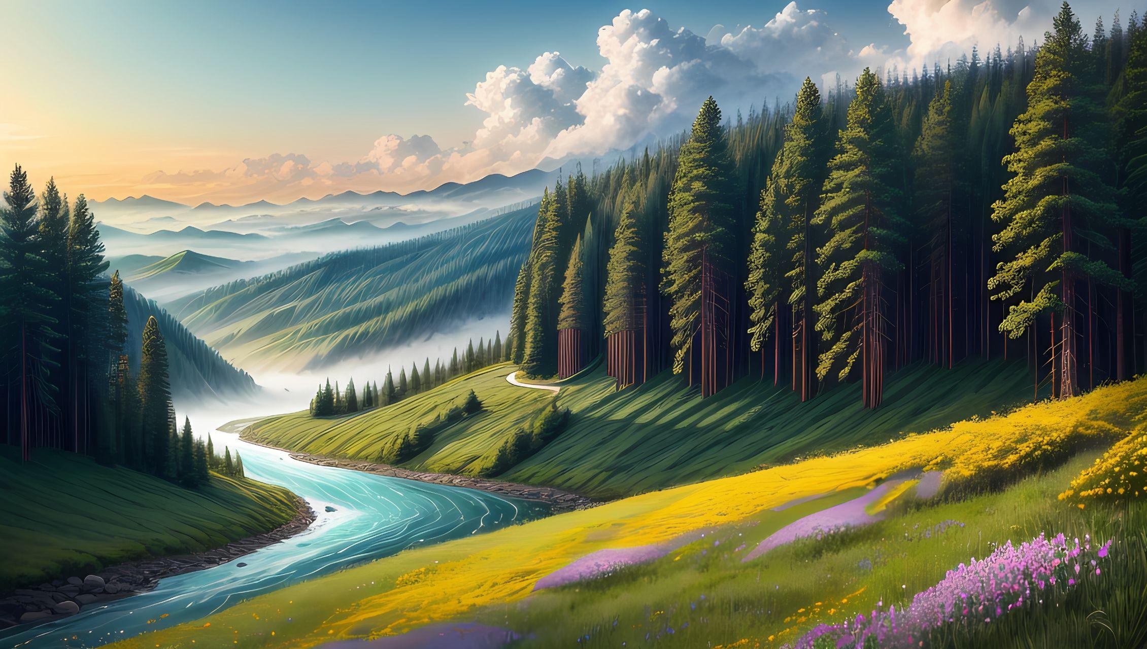 AI风光绘画作品之大好河山 - 知乎