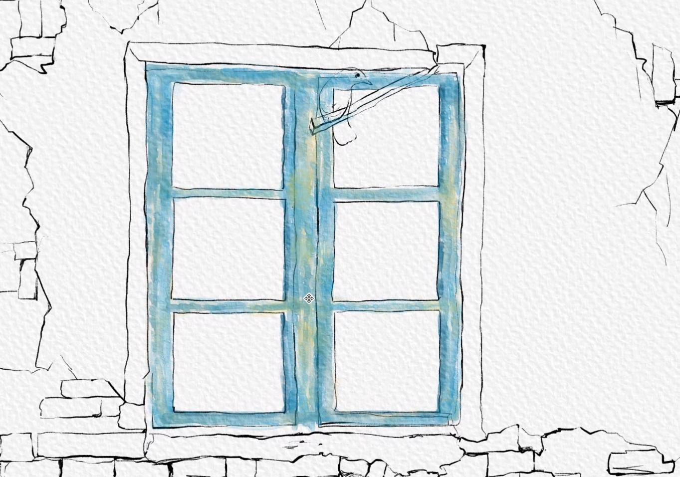 农家的窗户水彩画法分享