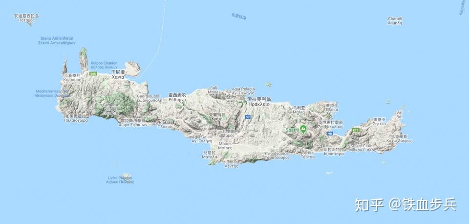 克里特岛地形图图片