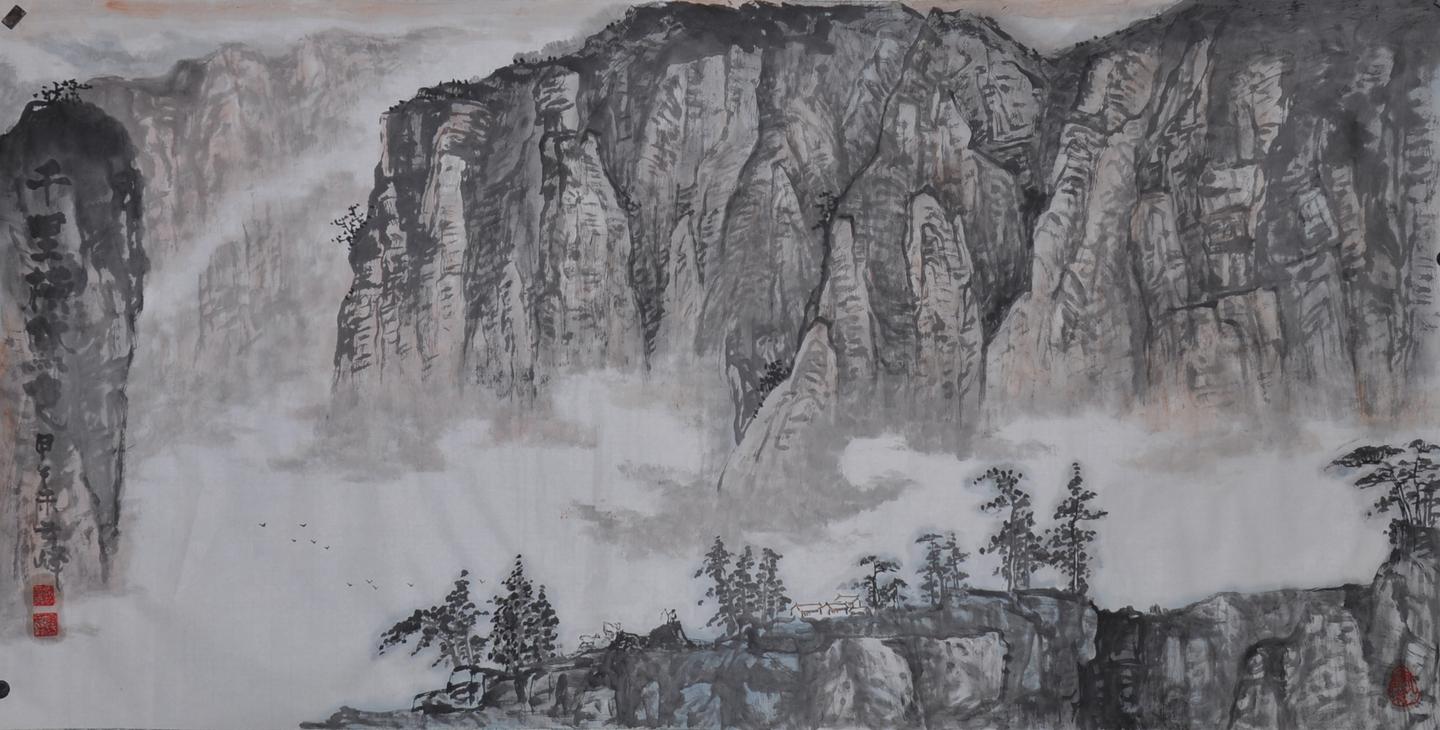 中国山水画名家作品《千里横黛色》欣赏 - 知乎