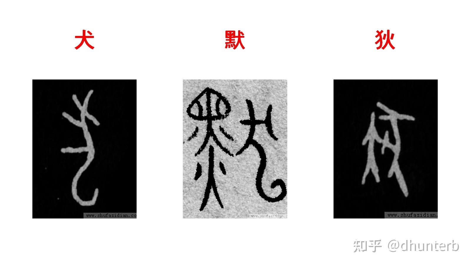 犬作为偏旁部首使用,作反犬旁,犭,有110字.从犬的字多和走兽有关.