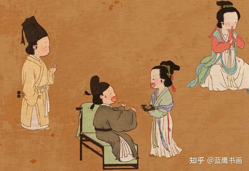 段公子煜的绘画作品一本正经的古人形象呆萌可爱惹人羡