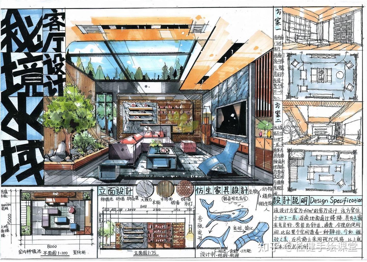 室内考研|客厅空间设计|学生作品 - 知乎