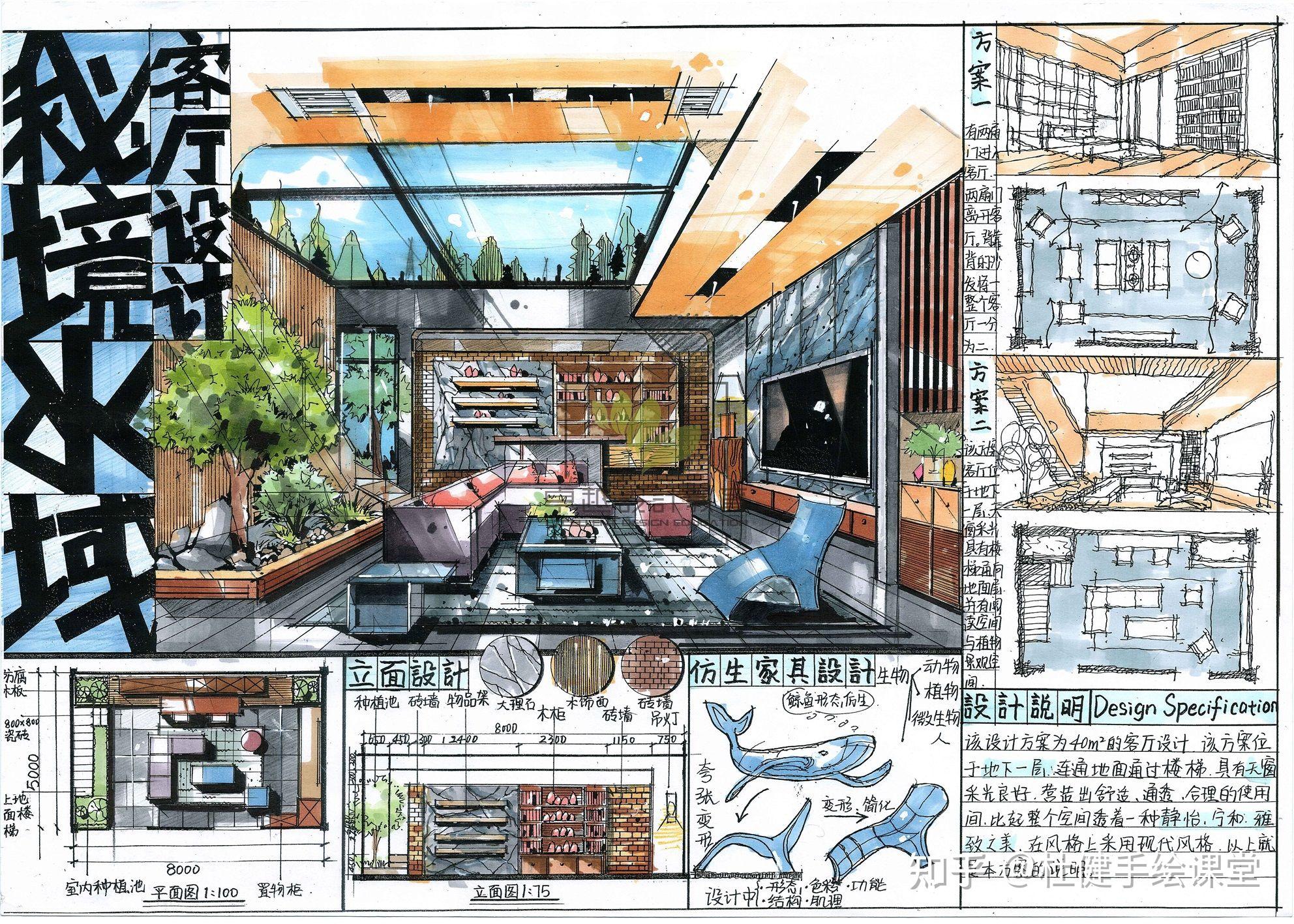 室内考研|客厅空间设计|学生作品 - 知乎