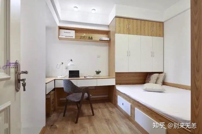 小户型的书房怎么设计?一张床,一个衣柜,一个书桌,超实用 - 知乎