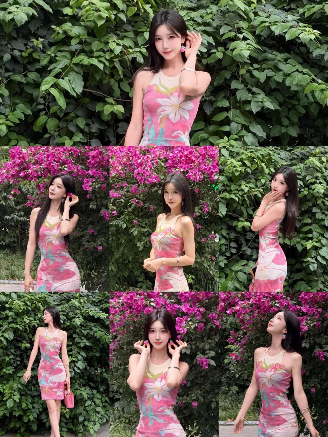 户外与花拍照,7个动作,漂亮好看又显身材,甜美又上镜