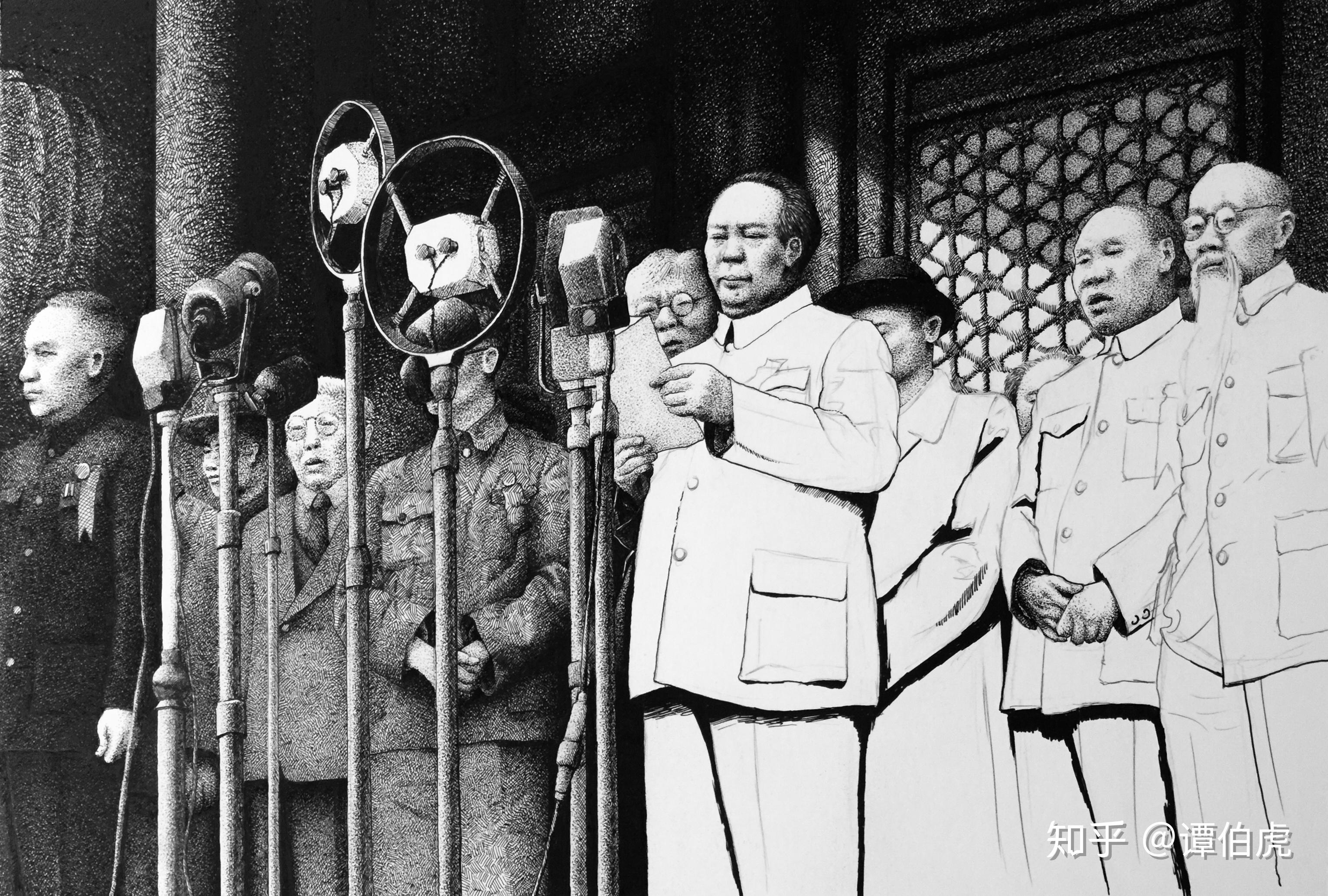 谭伯虎钢笔画作品开国大典