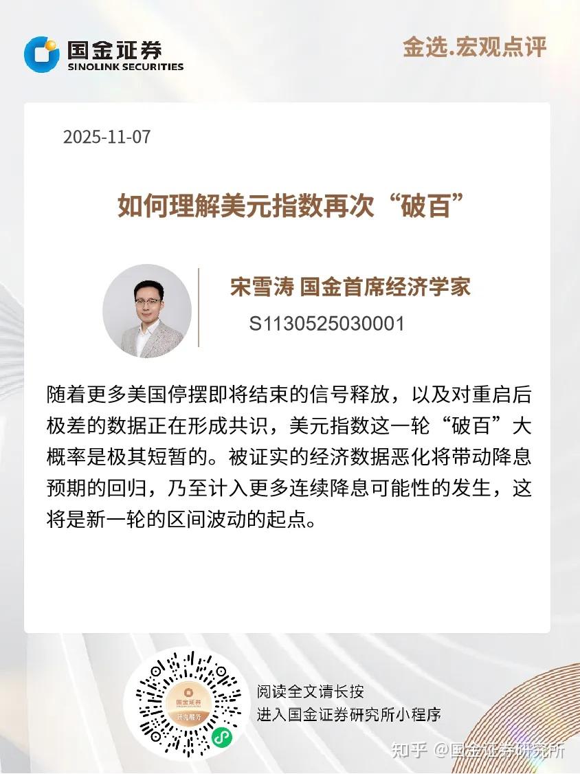 国金宏观宋雪涛丨如何理解美元指数再次“破百” - 知乎