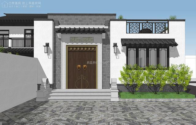 白墙灰瓦的整体配色,三段式的广亮大门,窗框,柱子,栏杆,大门,廊道等