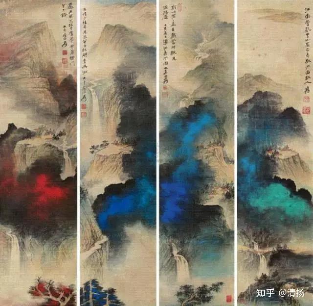 张大千泼墨泼彩山水,绝美! - 知乎