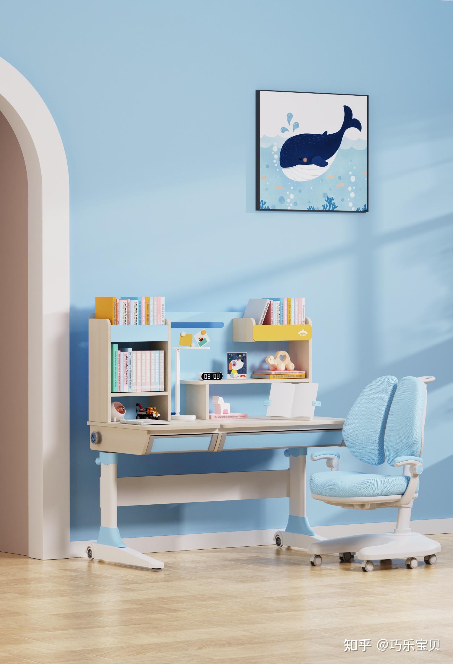 智享旗舰版儿童学习桌在设计时将整体收纳功能都做了科学分区,显著