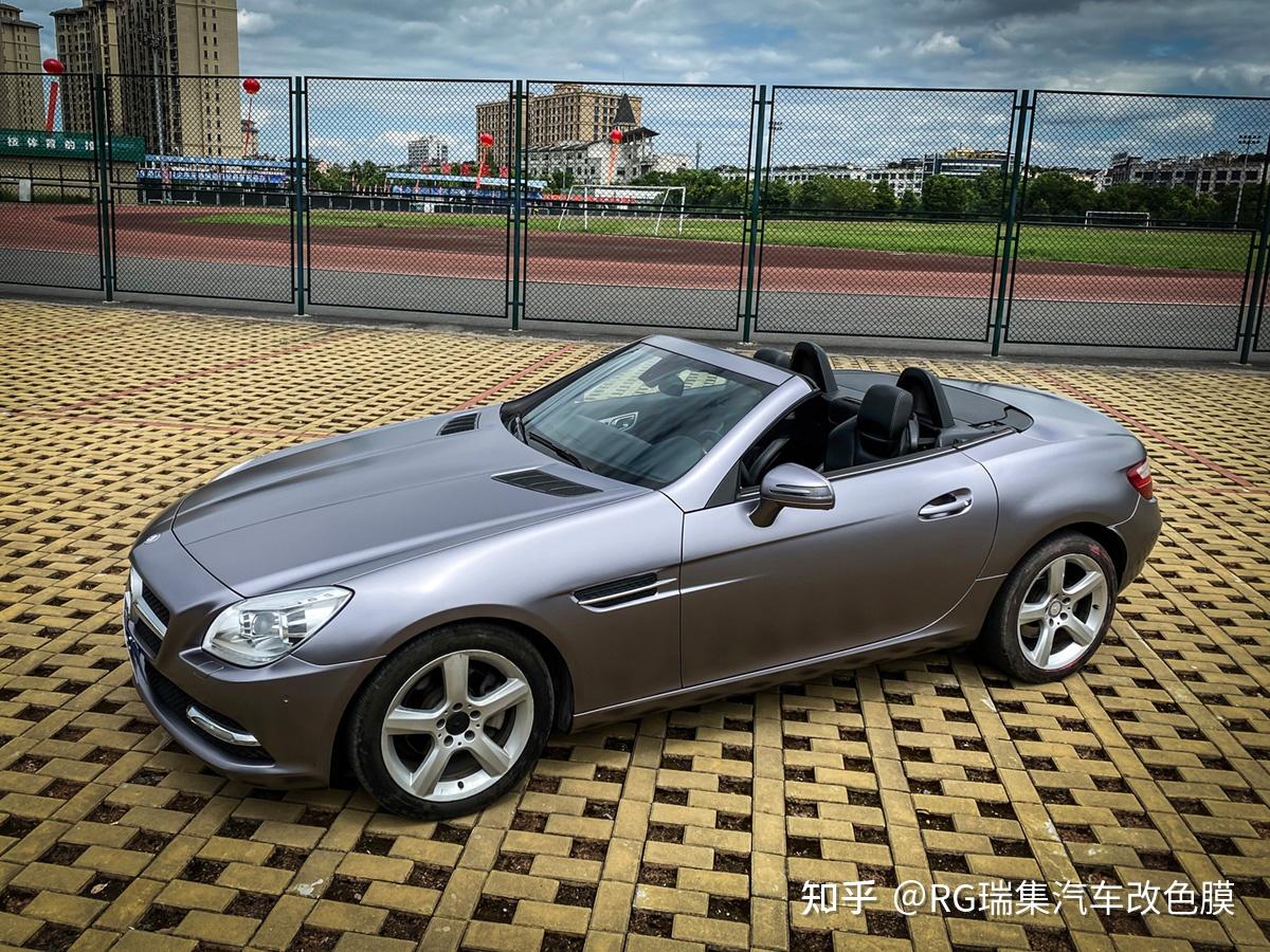 奔驰slk200车身改色电光碳灰rg瑞集改色膜浙江永康