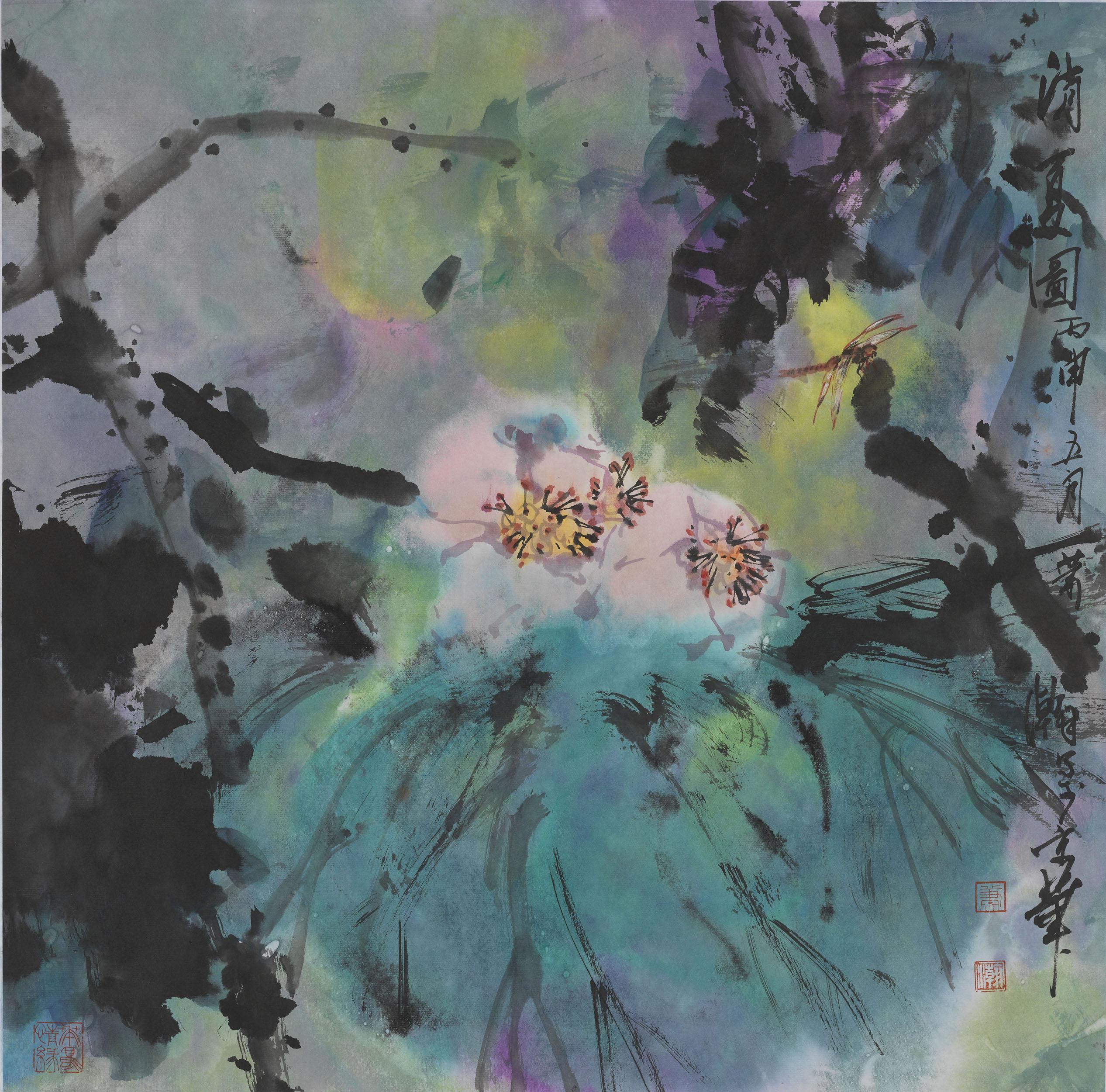 萧瀚积彩花鸟作品欣赏