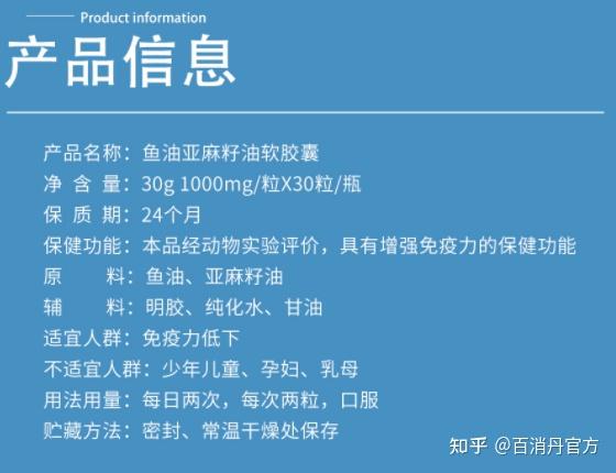 百消丹精诚富元牌鱼油亚麻籽油胶囊