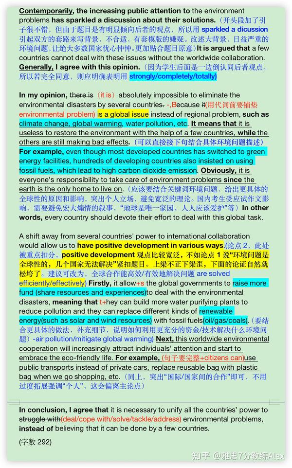 雅思作文批改营 01-Task2-环境问题不能够被一个或者几个国家解决，而需要国际合作 - 知乎