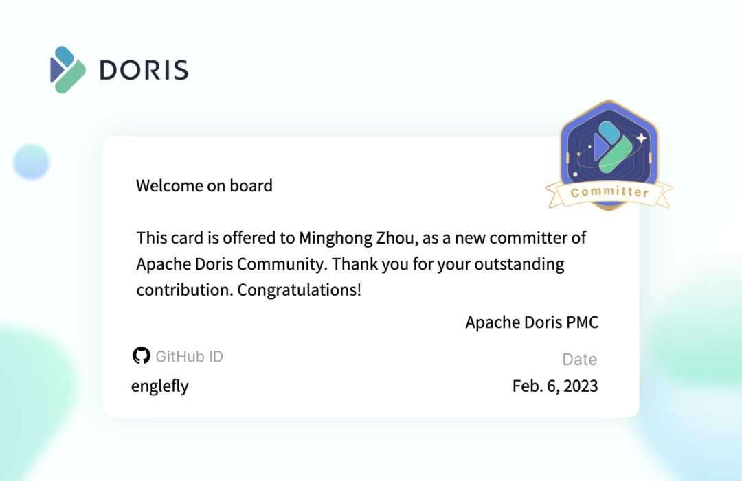 恭喜！ SelectDB 五位开发者成为 Apache Doris 新晋 PMC 成员和 Committer！ - 知乎