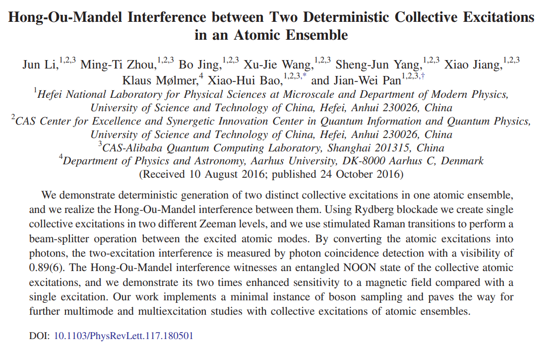 Day3 hong ou mandel interference between two deterministic collective