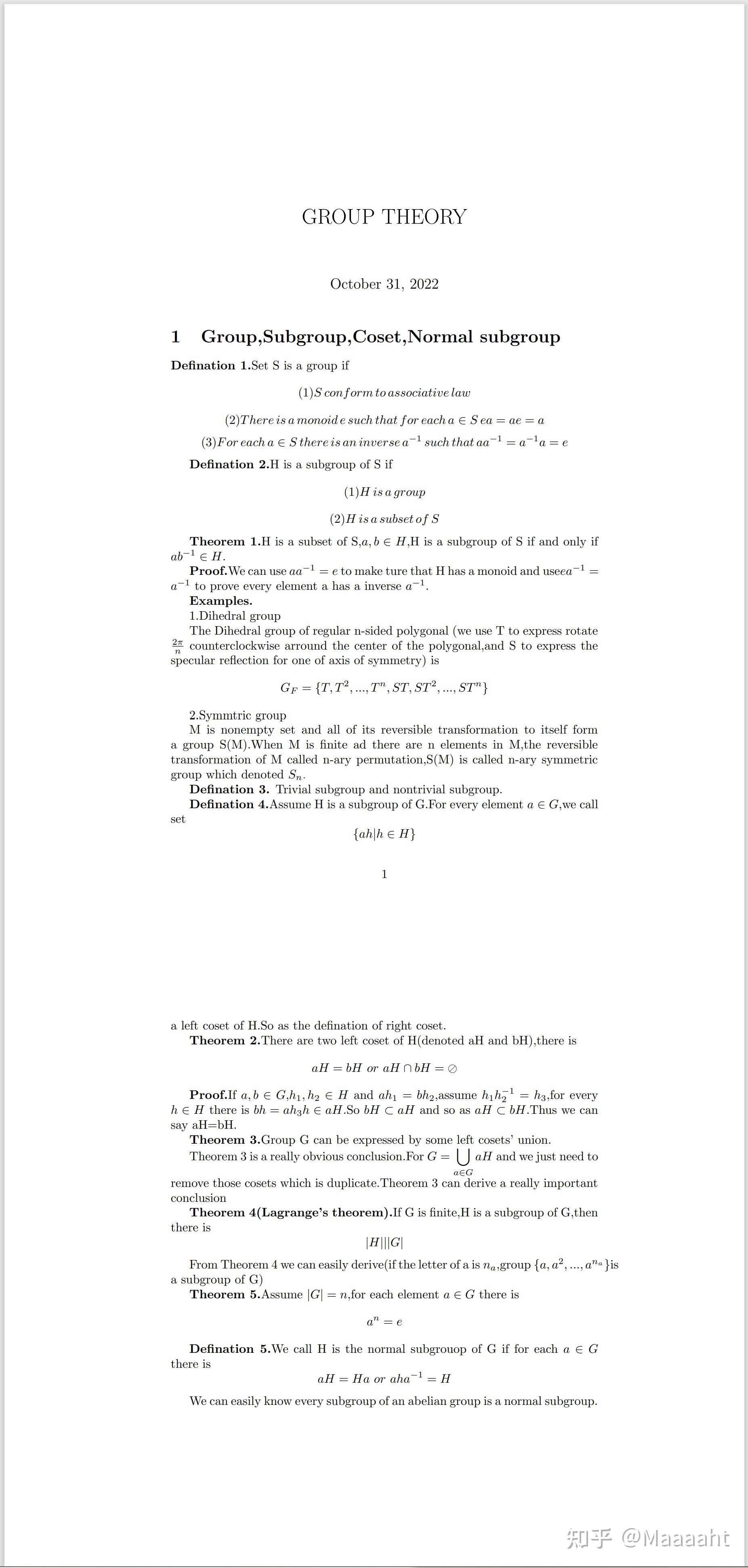 Group,Subgroup,Coset,Normal subgroup - 知乎
