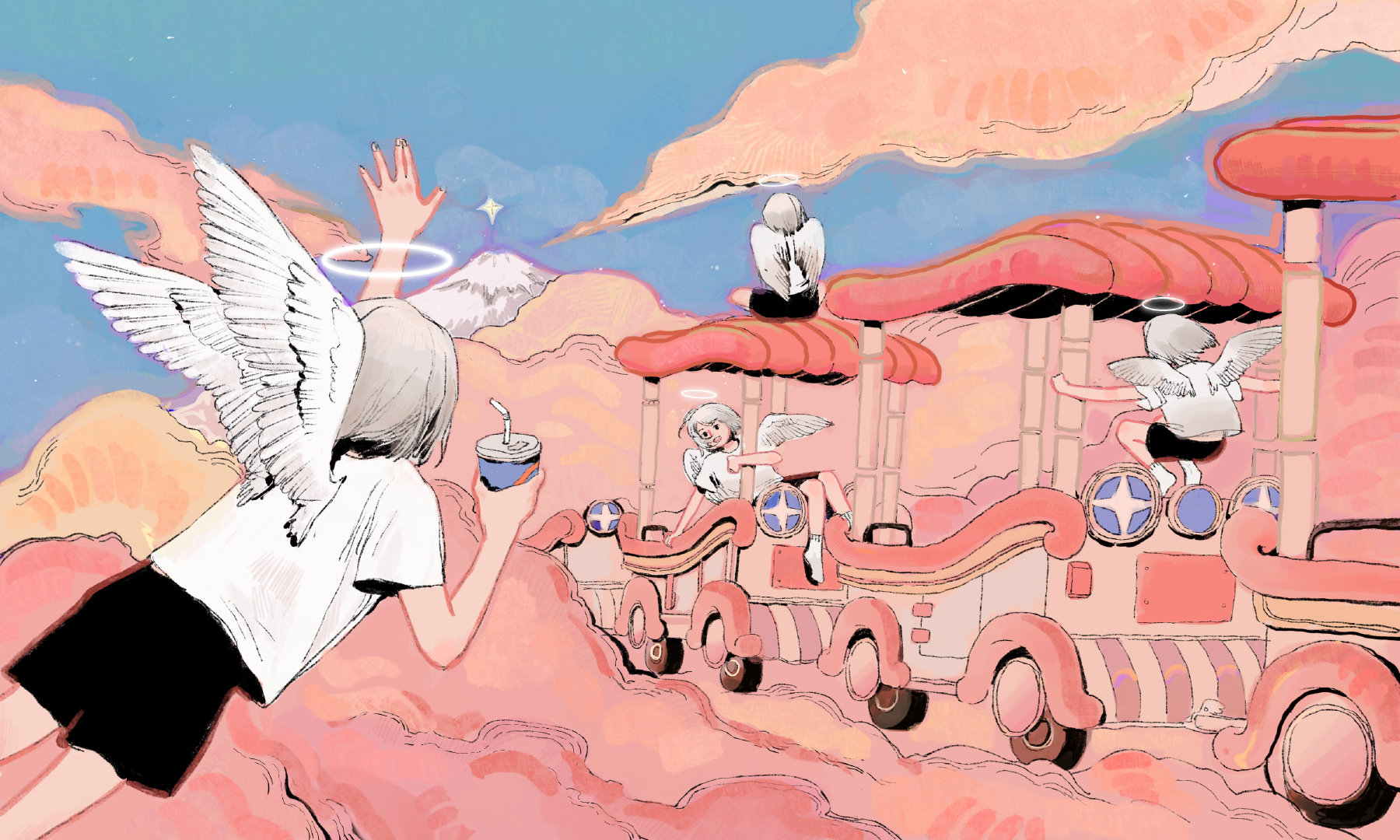 高饱和度撞色达成的高级和谐古灵精怪的童趣绘画世界