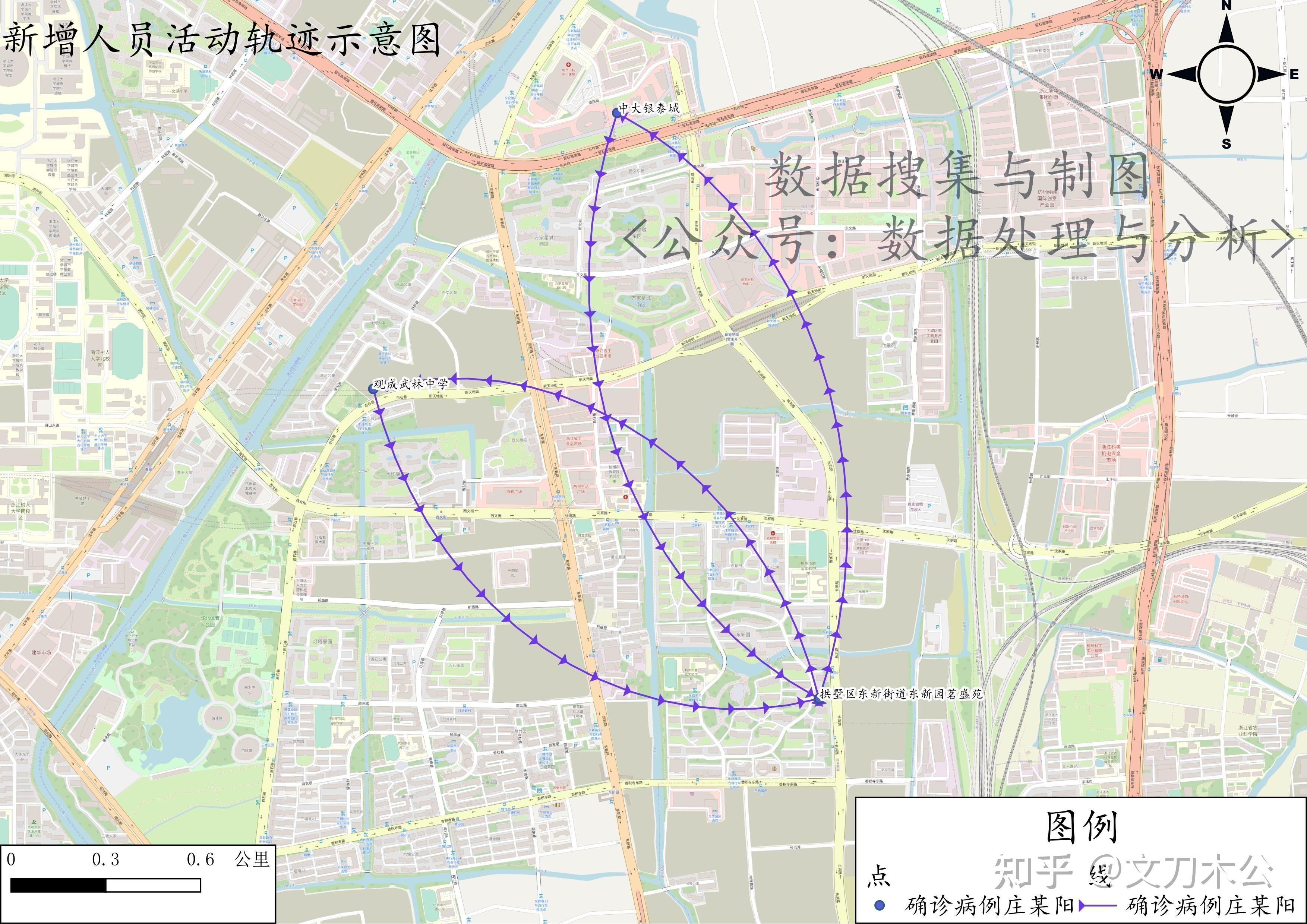 杭州确诊者轨迹示意图