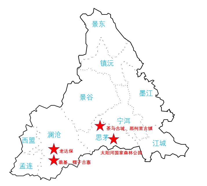 普洱旅游景点地图图片