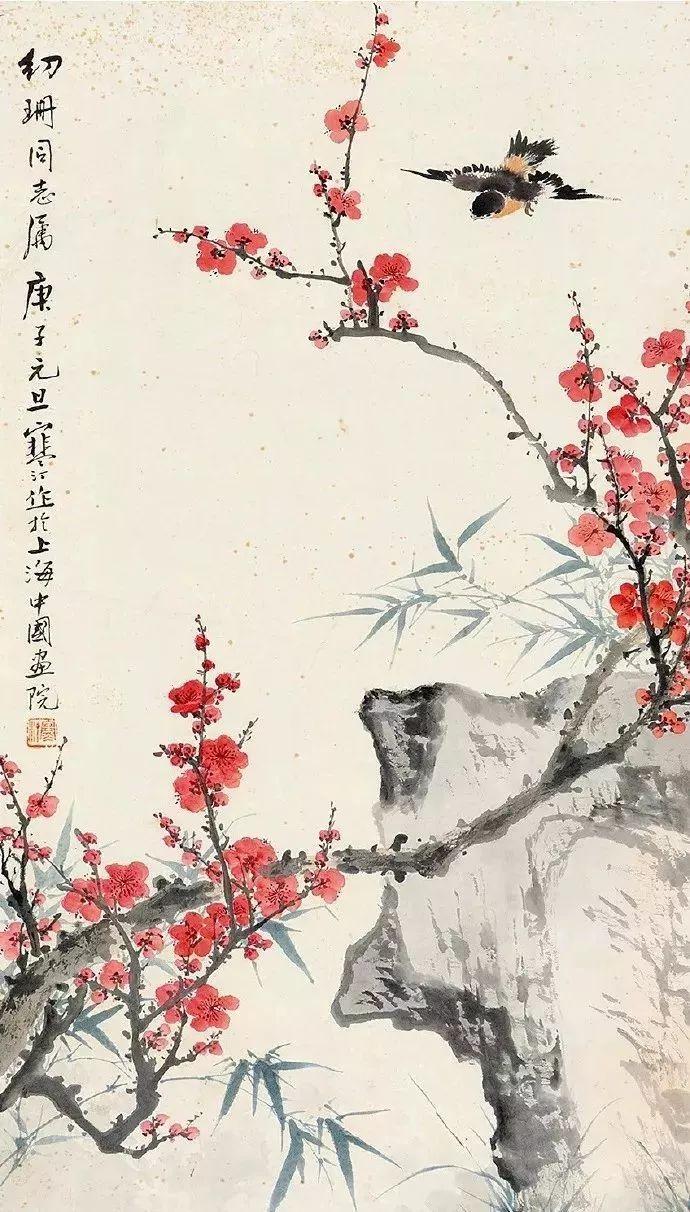 【艺术世界】写意红梅报春图