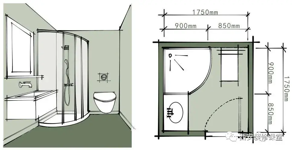 淋浴房设计平面图图片