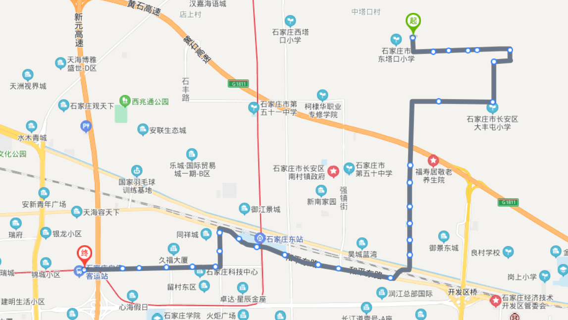 河北石家庄火车东站途经公交车路线乘坐点及其运行时间