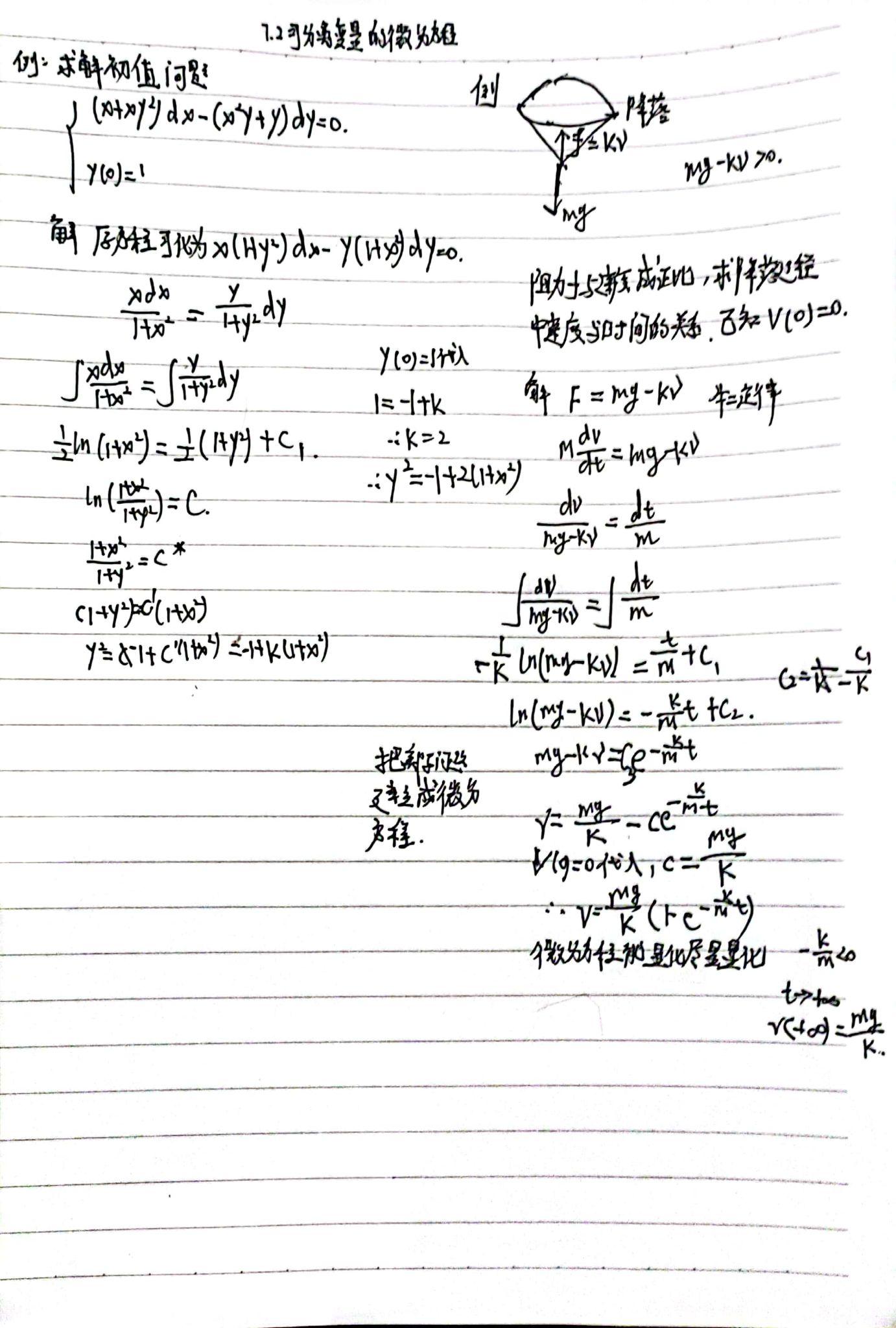 可分离变量的微分方程 - 知乎
