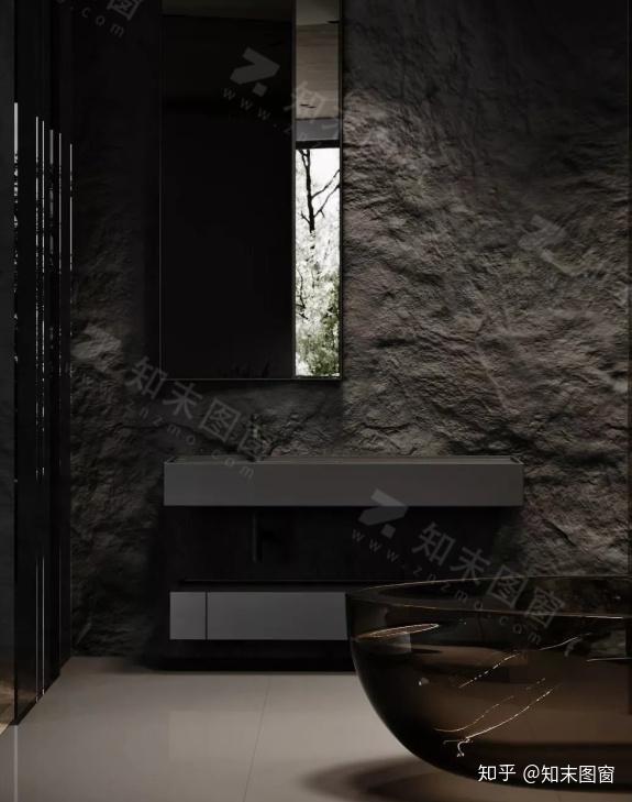 利用材质的变化去凸显美感,例如不同纹样的大理石,水磨石,毛石,玻璃