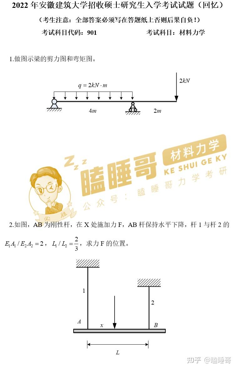 真题分享—安徽建筑大学901材料力学 - 知乎