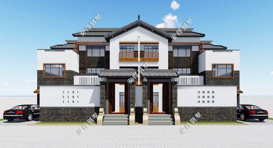 青砖白墙经典搭配,农村自建双拼别墅,9间卧室带车库 - 知乎