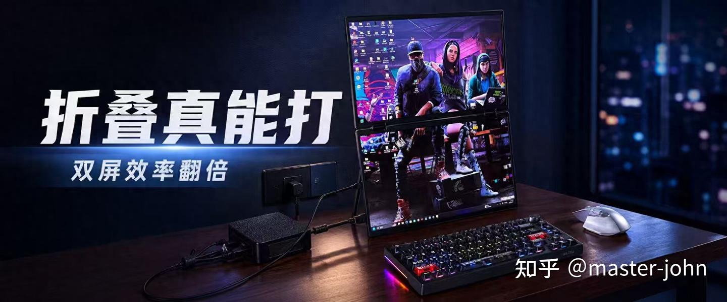 双4K屏还能折叠?618入手雕塑家MU156LA,我的移动双屏工位搭子