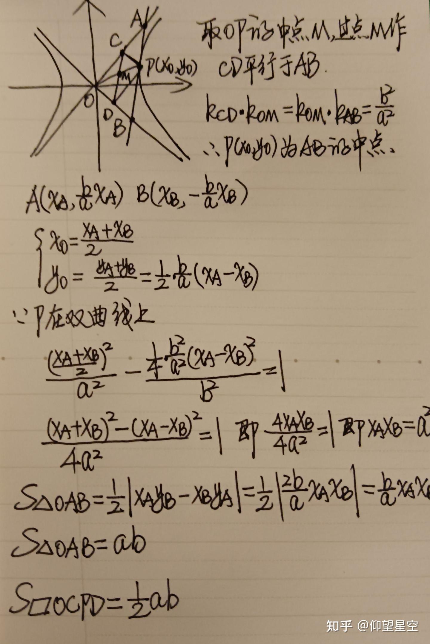 高中数学│圆锥曲线│双曲线的切线与两条渐近线围成的三角形面积为定值 - 知乎