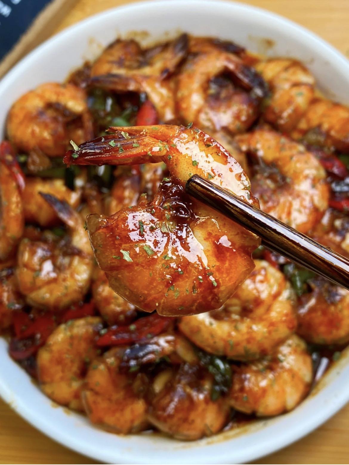 家常菜～辣椒炒基围虾