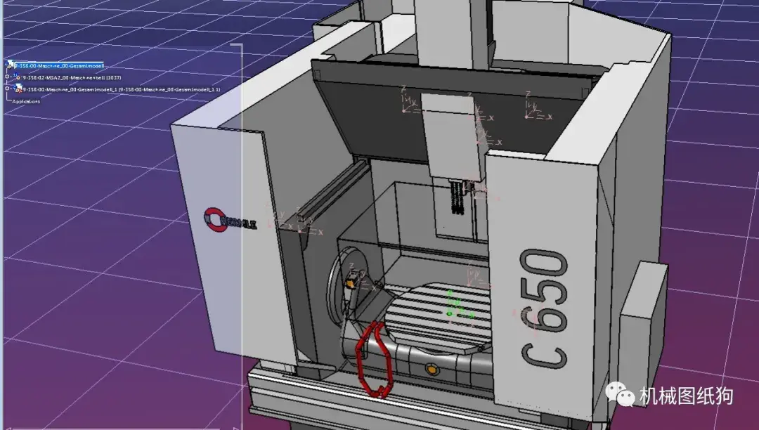 工程機械hermlec650五軸加工中心簡易模型3d數模圖紙stp格式