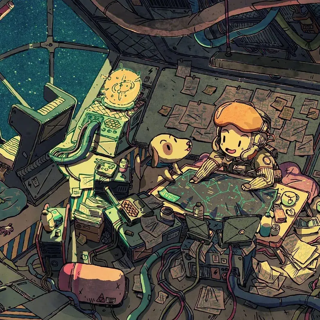 科幻插画宛若宫崎骏作品的激萌画面